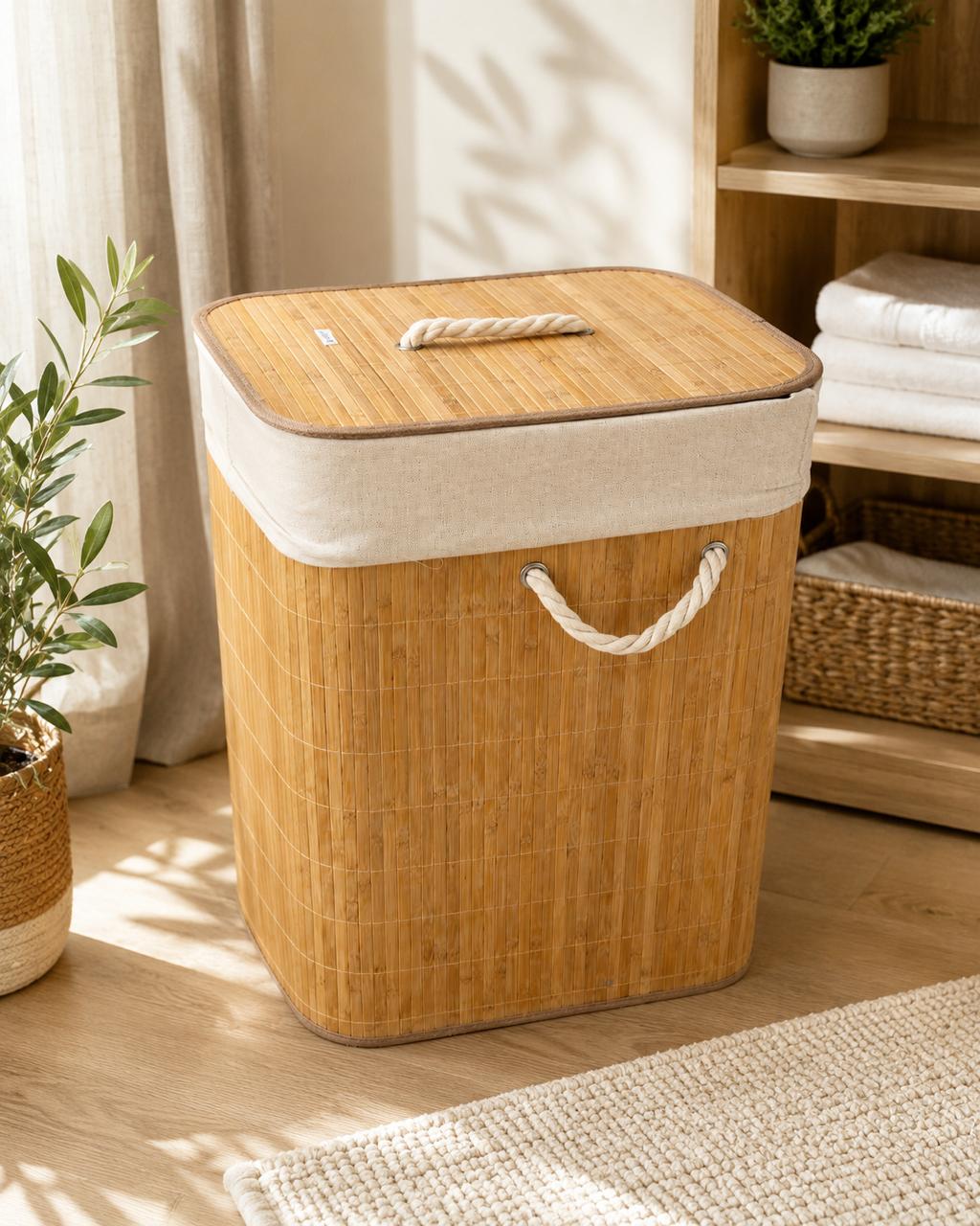 Nordic Bamboo Laundry Basket