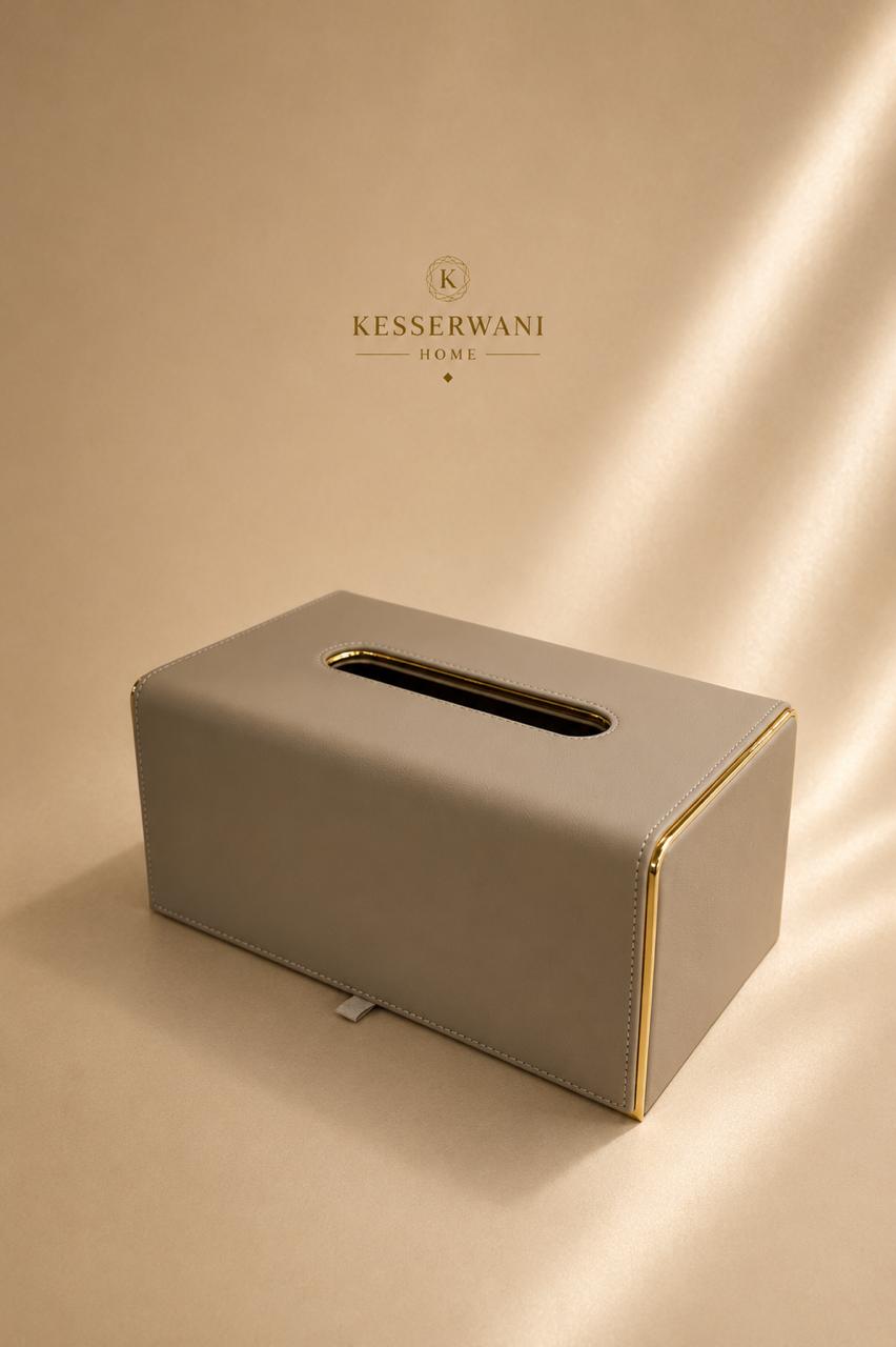 Taupe Gold Elegance Tissue Box