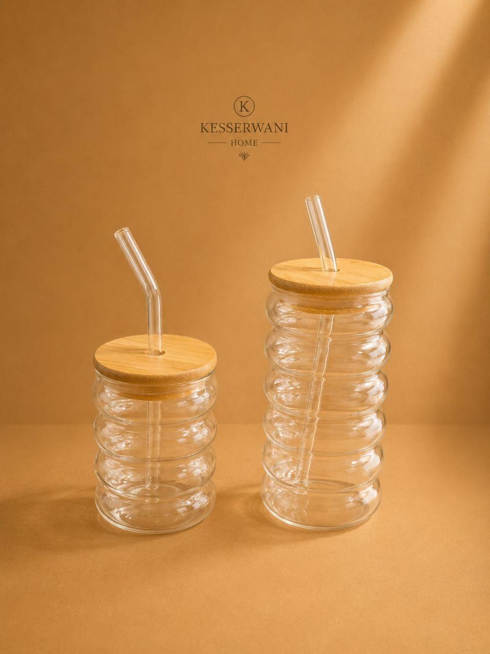 Glass Tumbler with Bamboo Lid & Straw