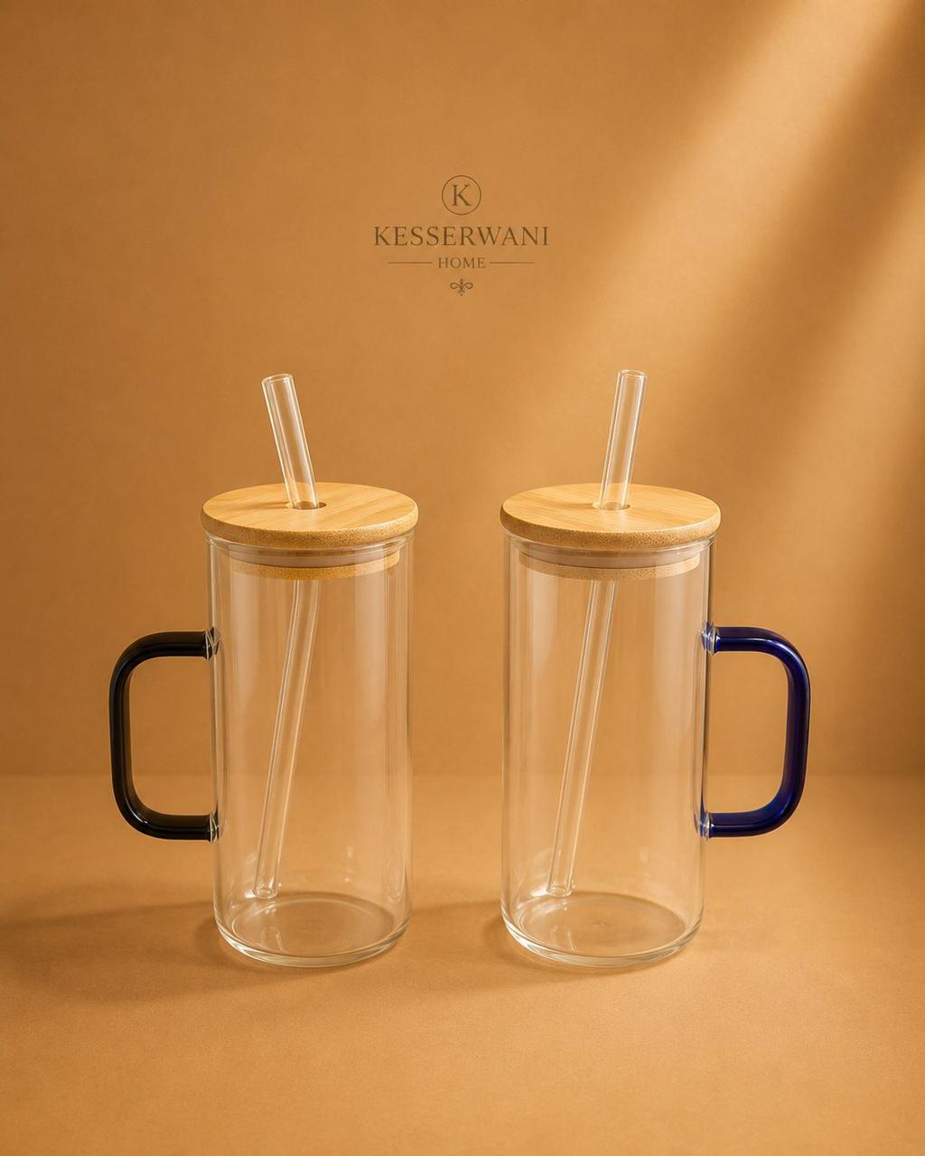 Glass Mug Tumbler with Colored Handle