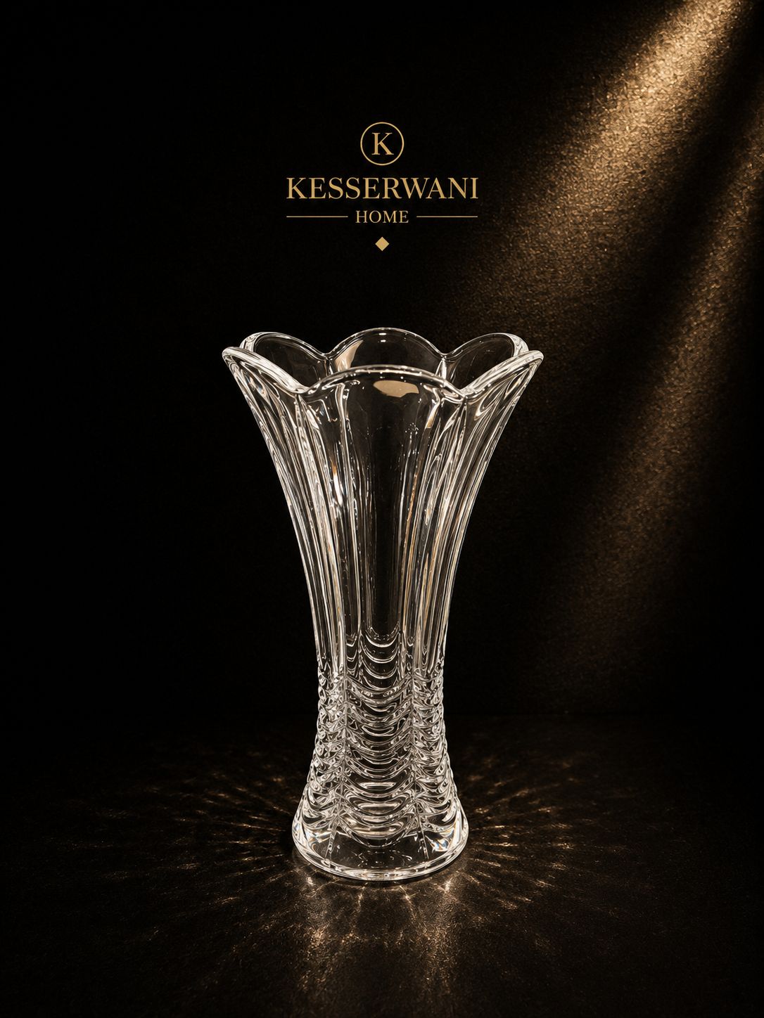 Aurora Crystal Wave Vase – 23cm