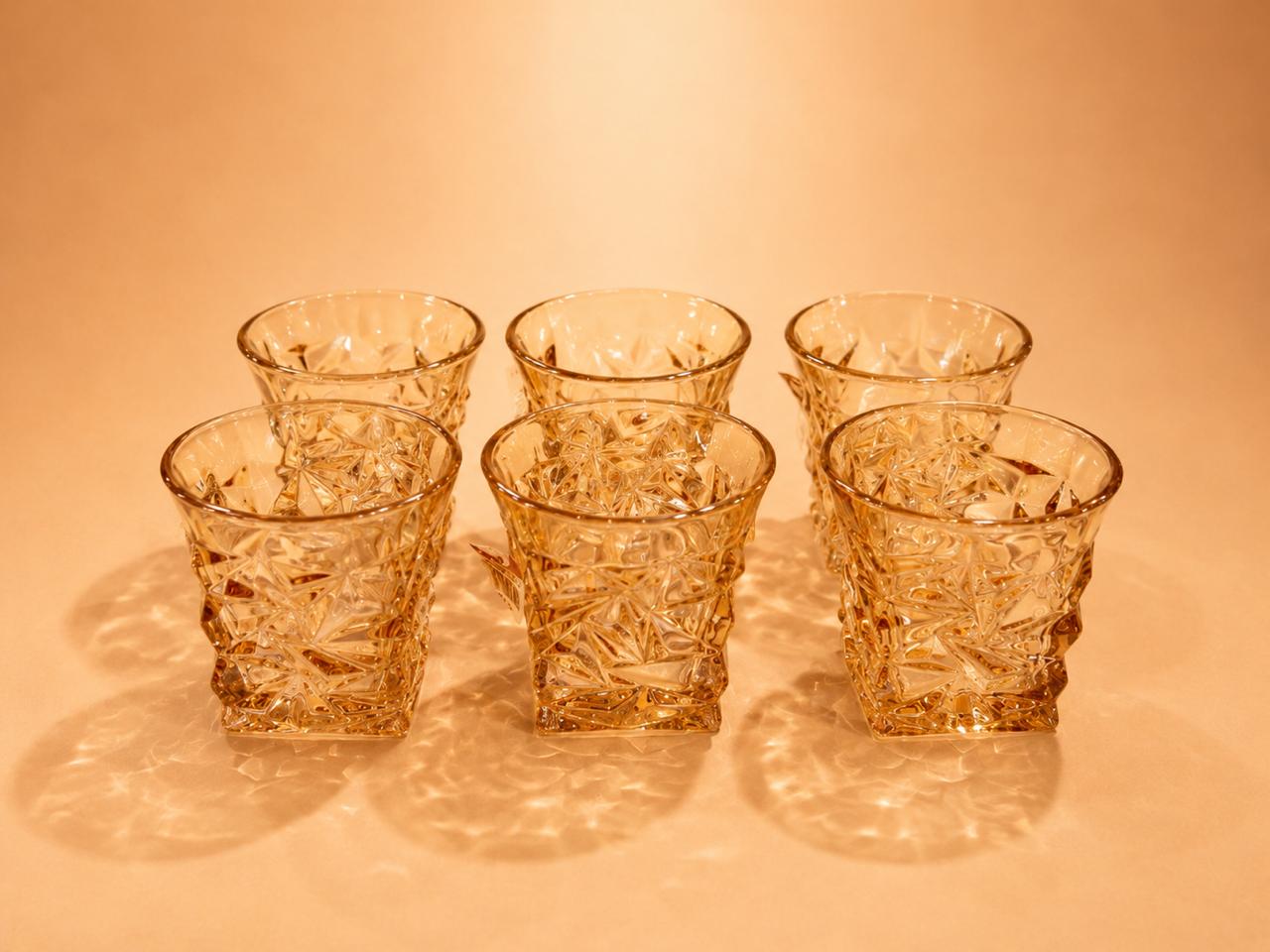 270ml Amber Crystal Glass Tumbler Set – 6 Pieces