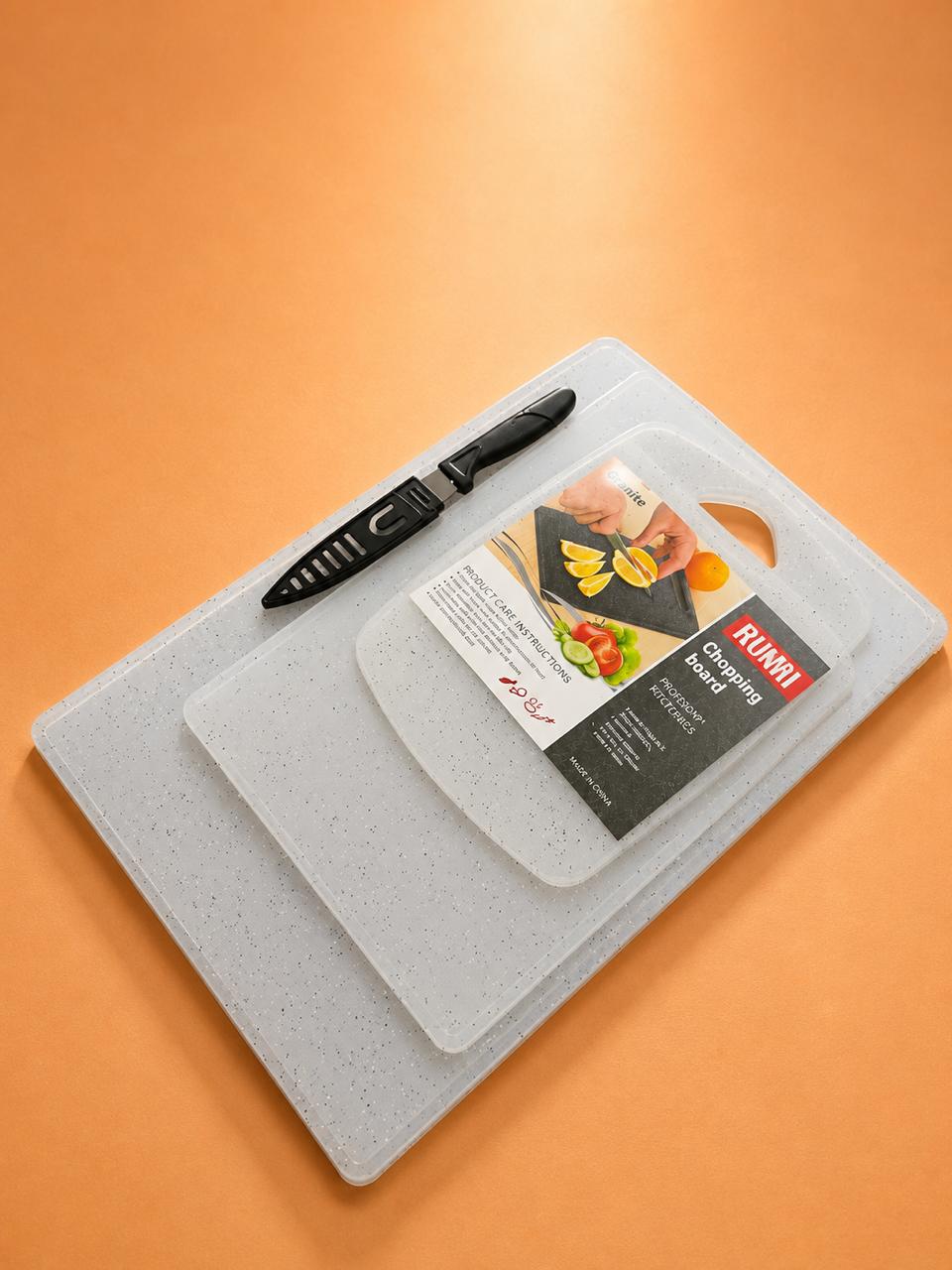 34cm x 29cm x 20cm Granite-Style Chopping Board Set with Knife