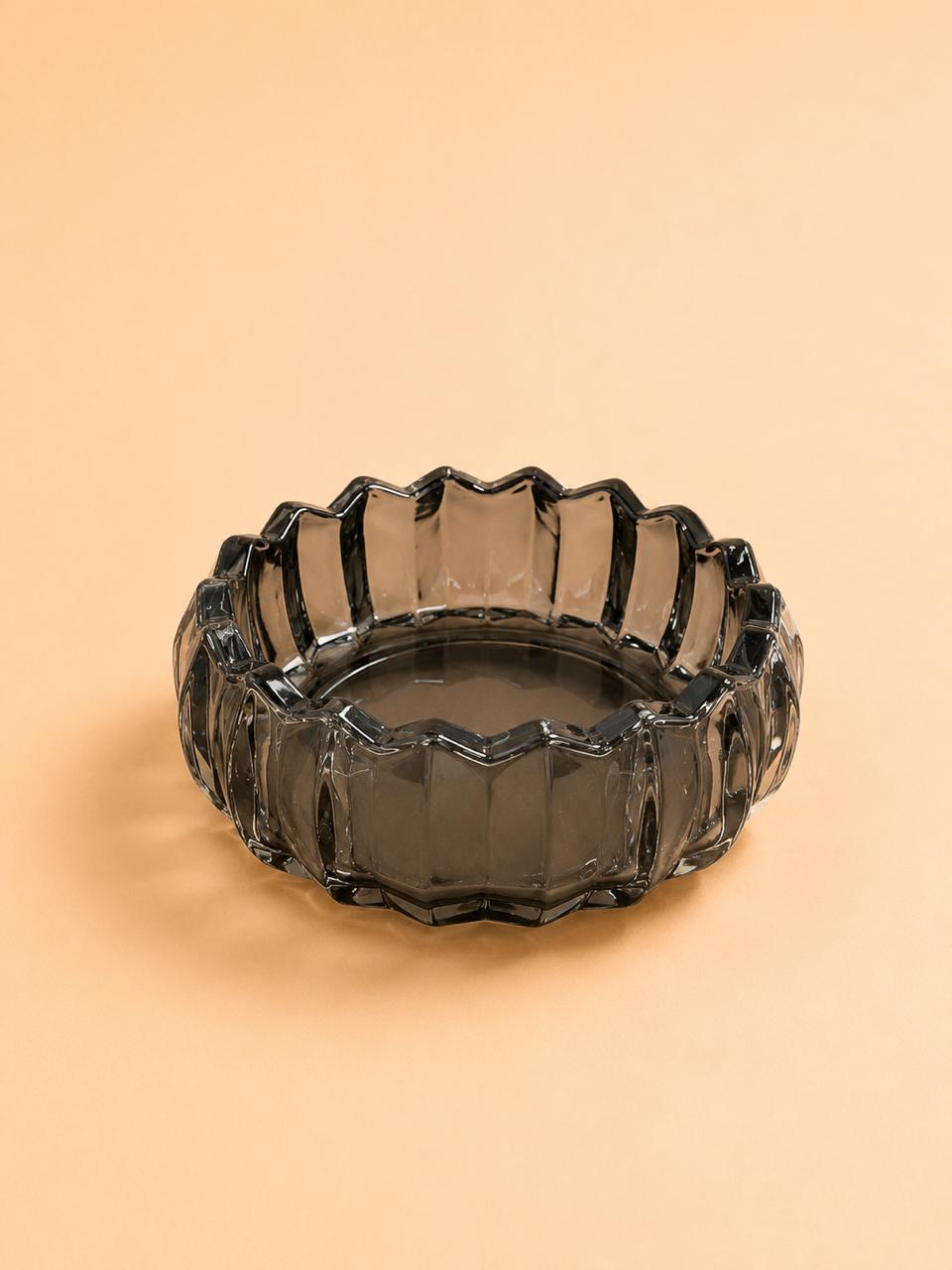 Black Crystal Glass Ashtray – 12.5 cm
