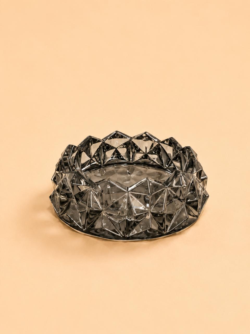 Black Crystal Cut Glass Ashtray
