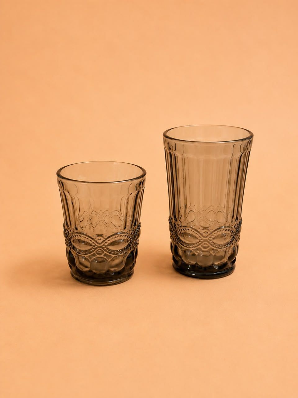 Embossed black colored Glass Tumbler 6pcs 300ml & 370ml
