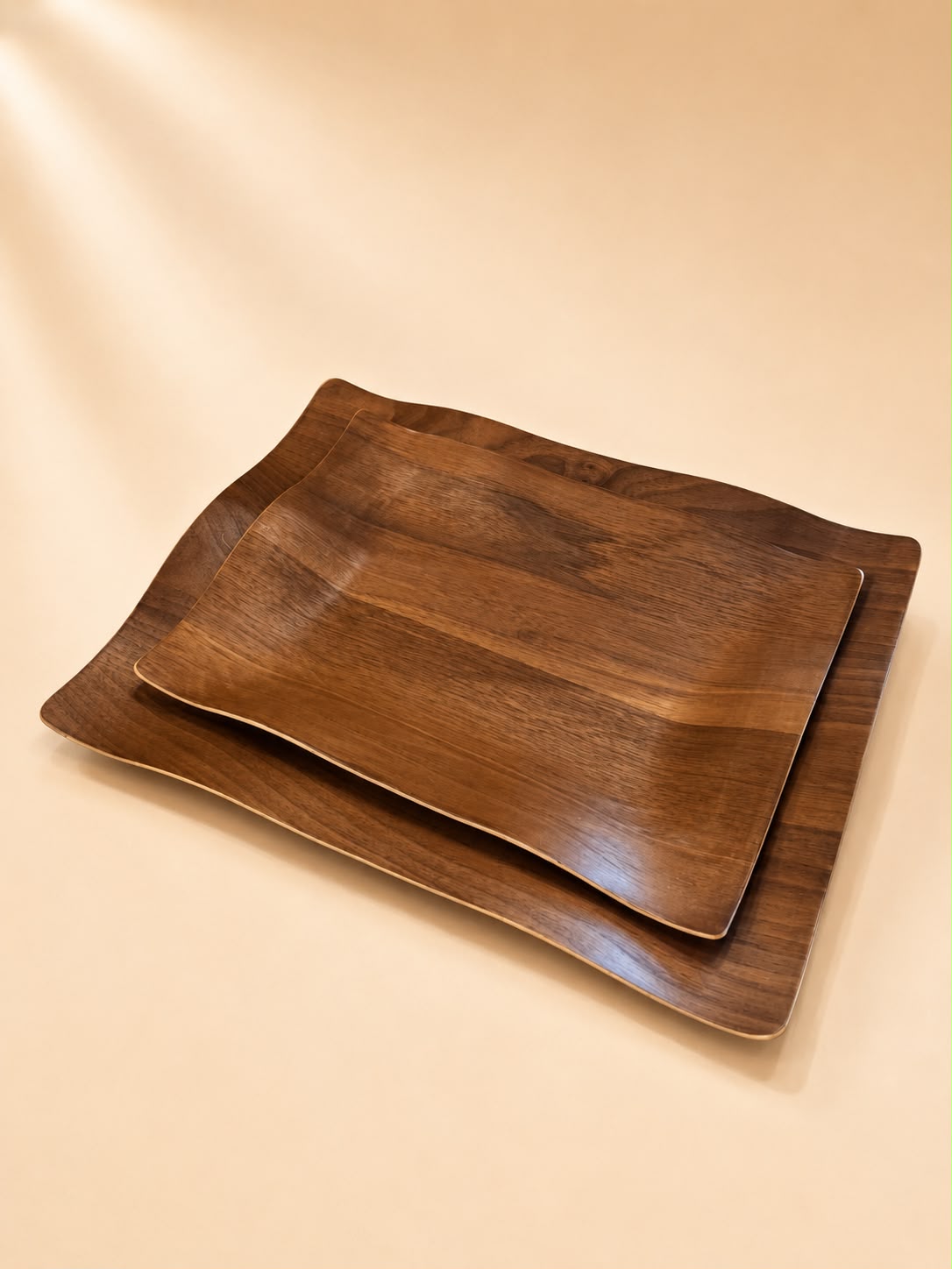 2-Piece Wooden Serving Tray Set