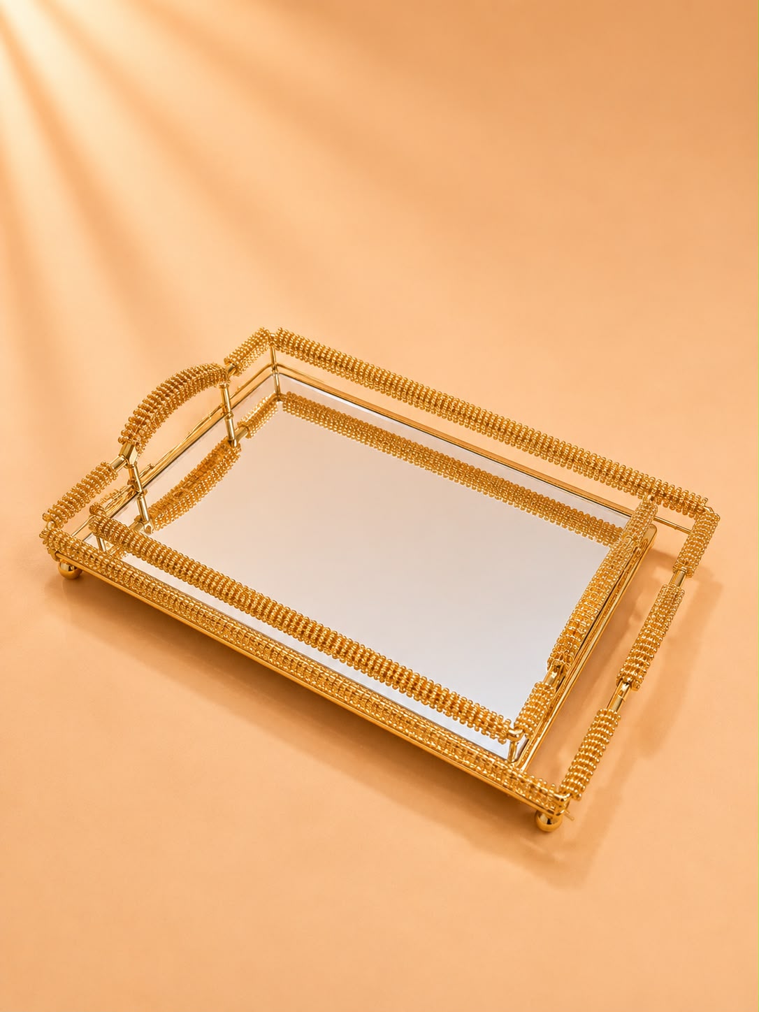 Gold Mirrored Serving Tray Set 2pcs