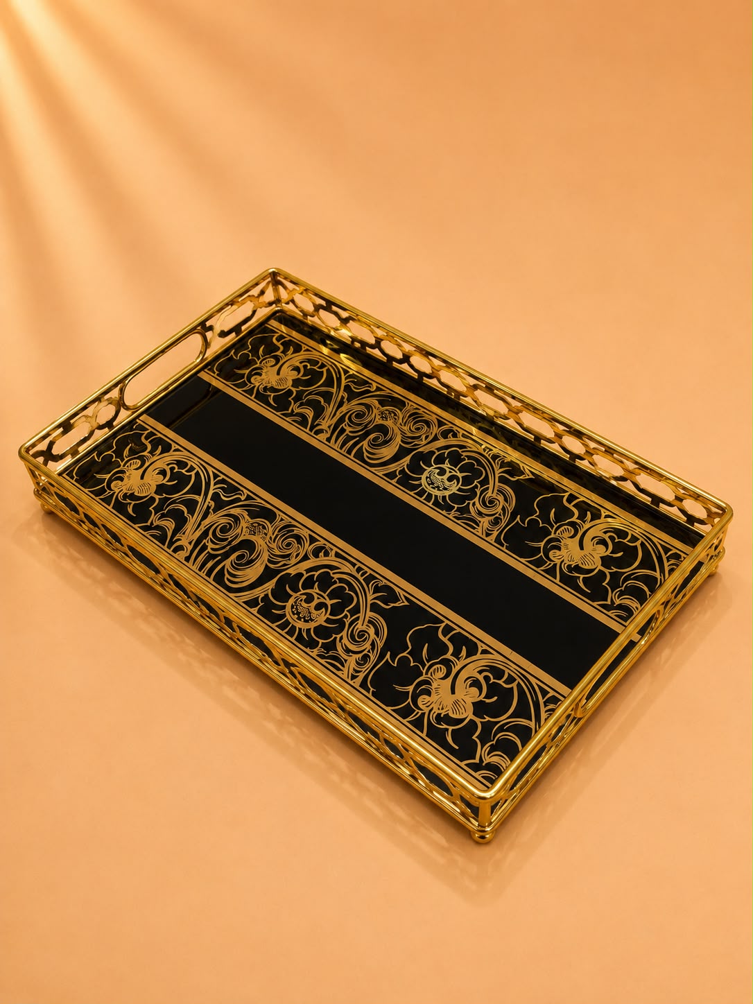 Black & Gold Decorative Serving Tray