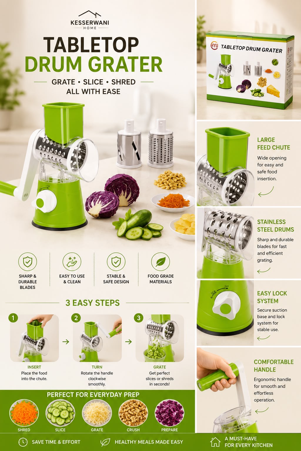 Tabletop Drum Grater