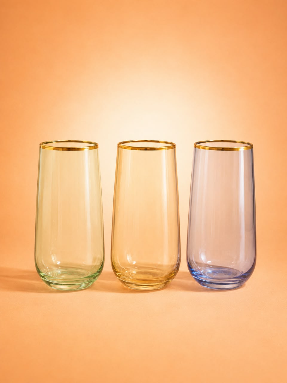 6-Piece Gold Rim Colored Glass Tumbler Set