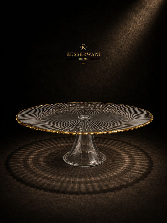 Golden Edge Crystal Cake Stand