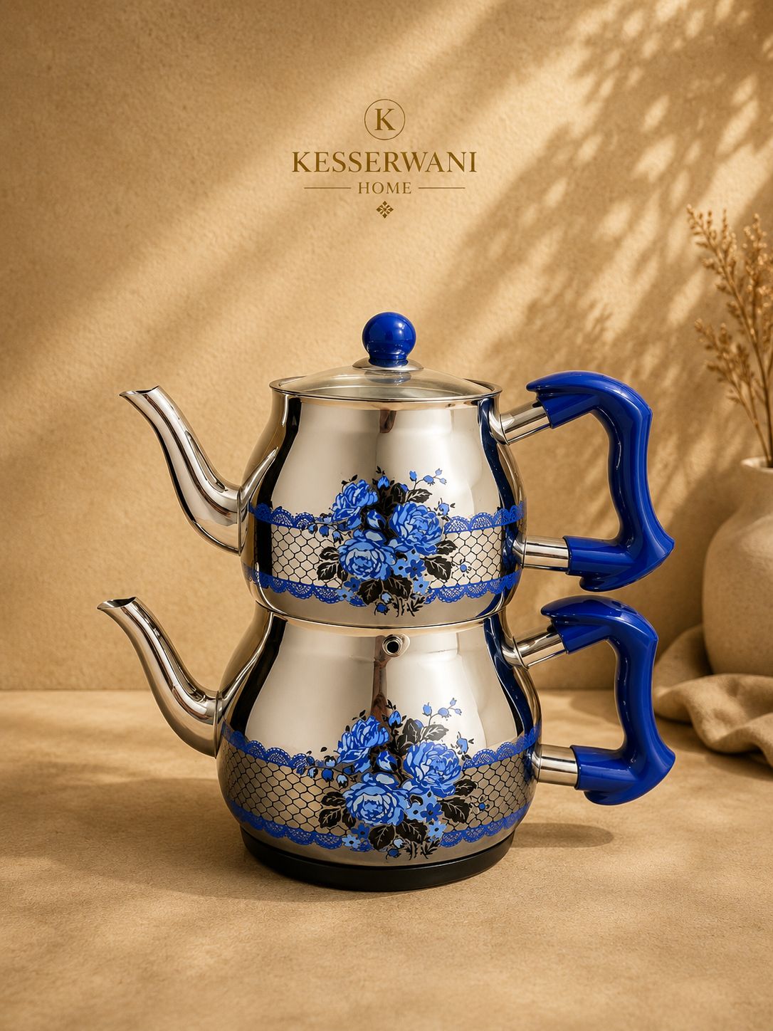 Royal Blue Turkish Double Teapot Set