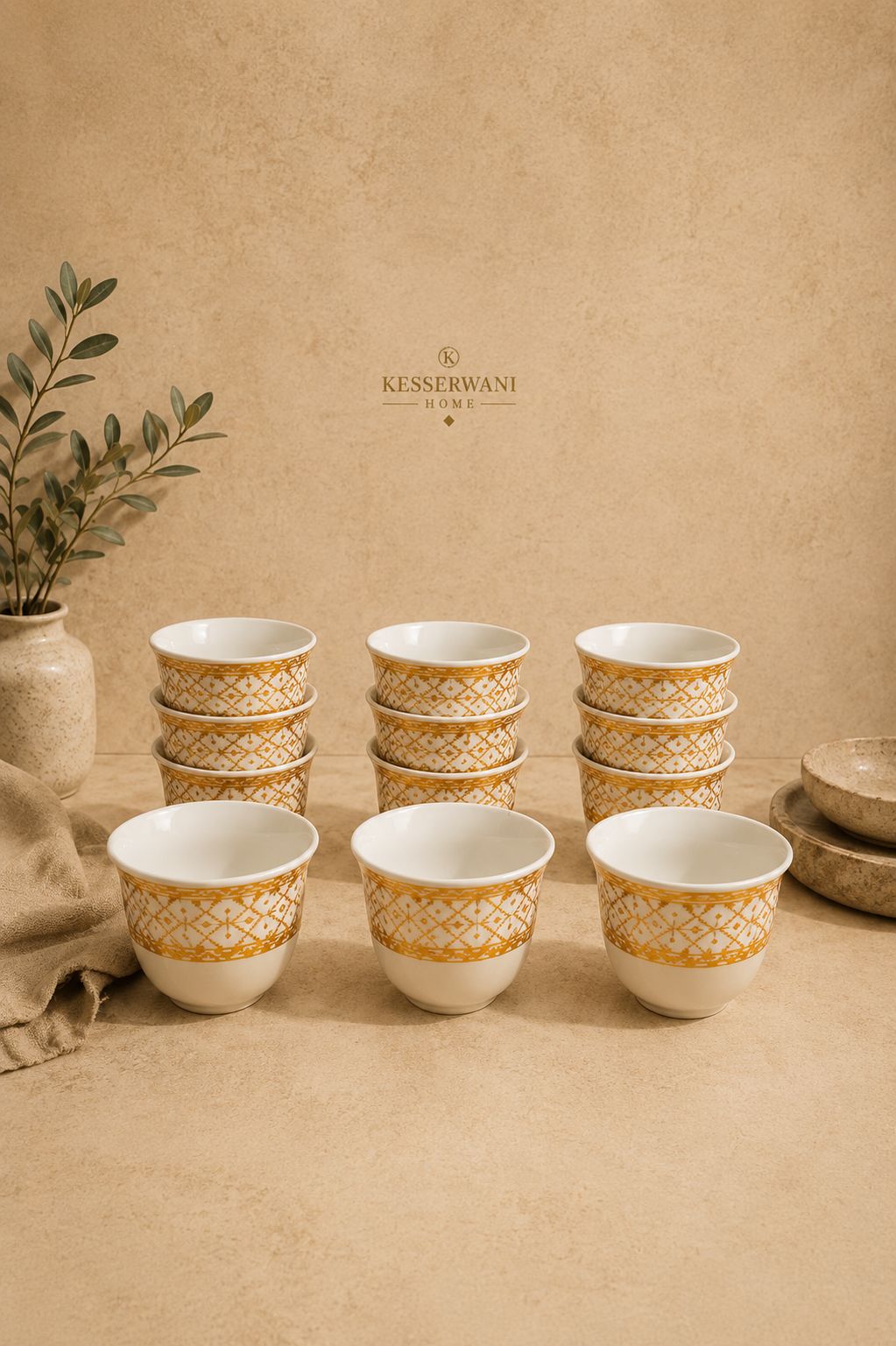 Golden Mosaic 12-Piece Coffee Cup Set
