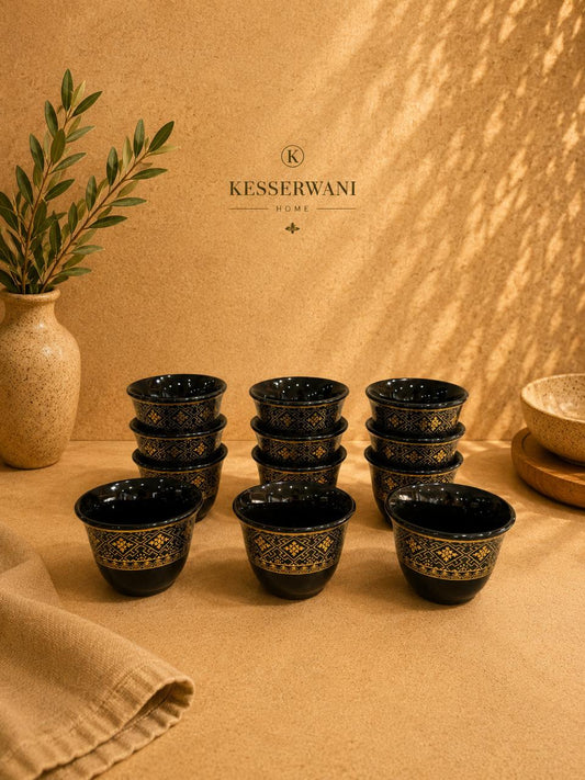 Imperial Pattern Gold Coffee Cups – 12 PCS