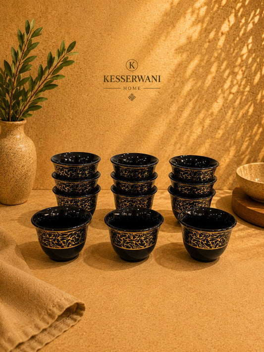 Noir Gold Marble Coffee Cups – 12 PCS