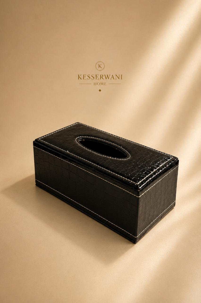 Black Crocodile Luxe Tissue Box