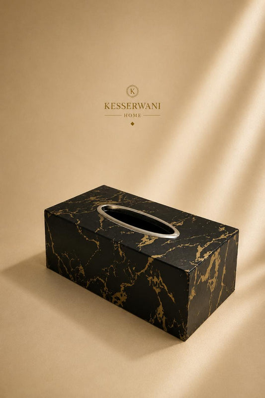 Noir Marble Luxe Tissue Box