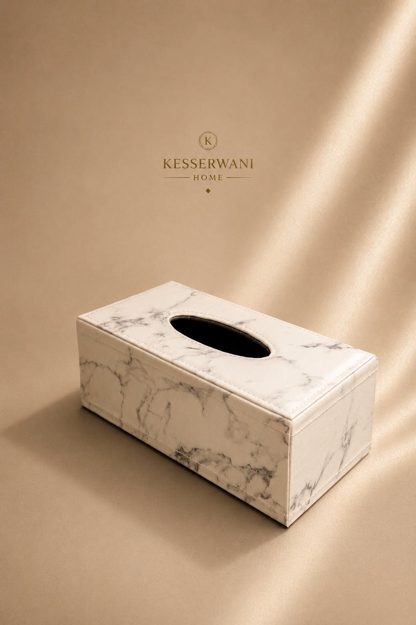 White Marble Elegance Tissue Box