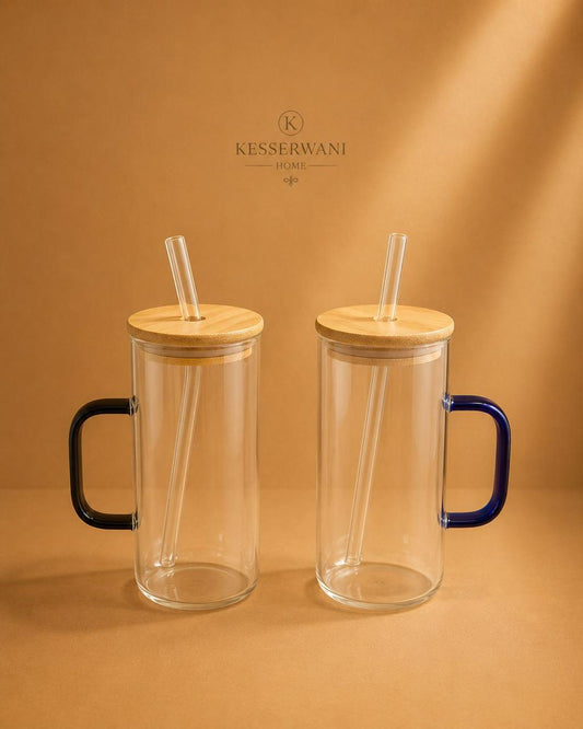 Glass Mug Tumbler with Colored Handle