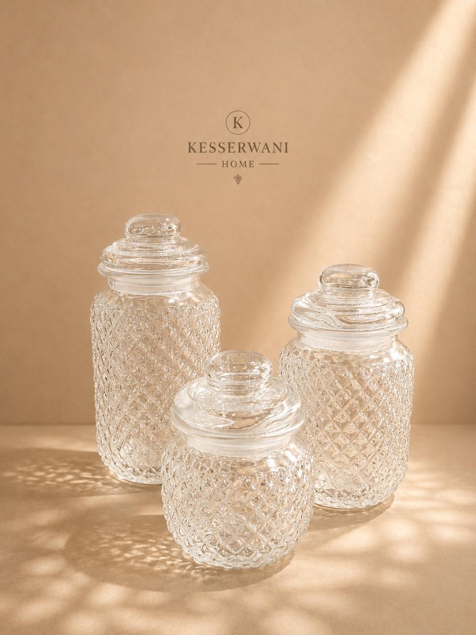 Elegant Textured Glass Storage Jar Collection