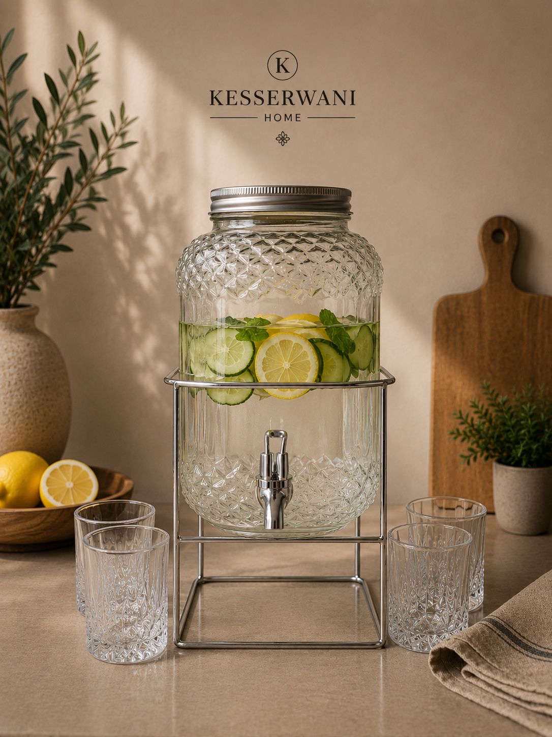 Glass Beverage Dispenser Set