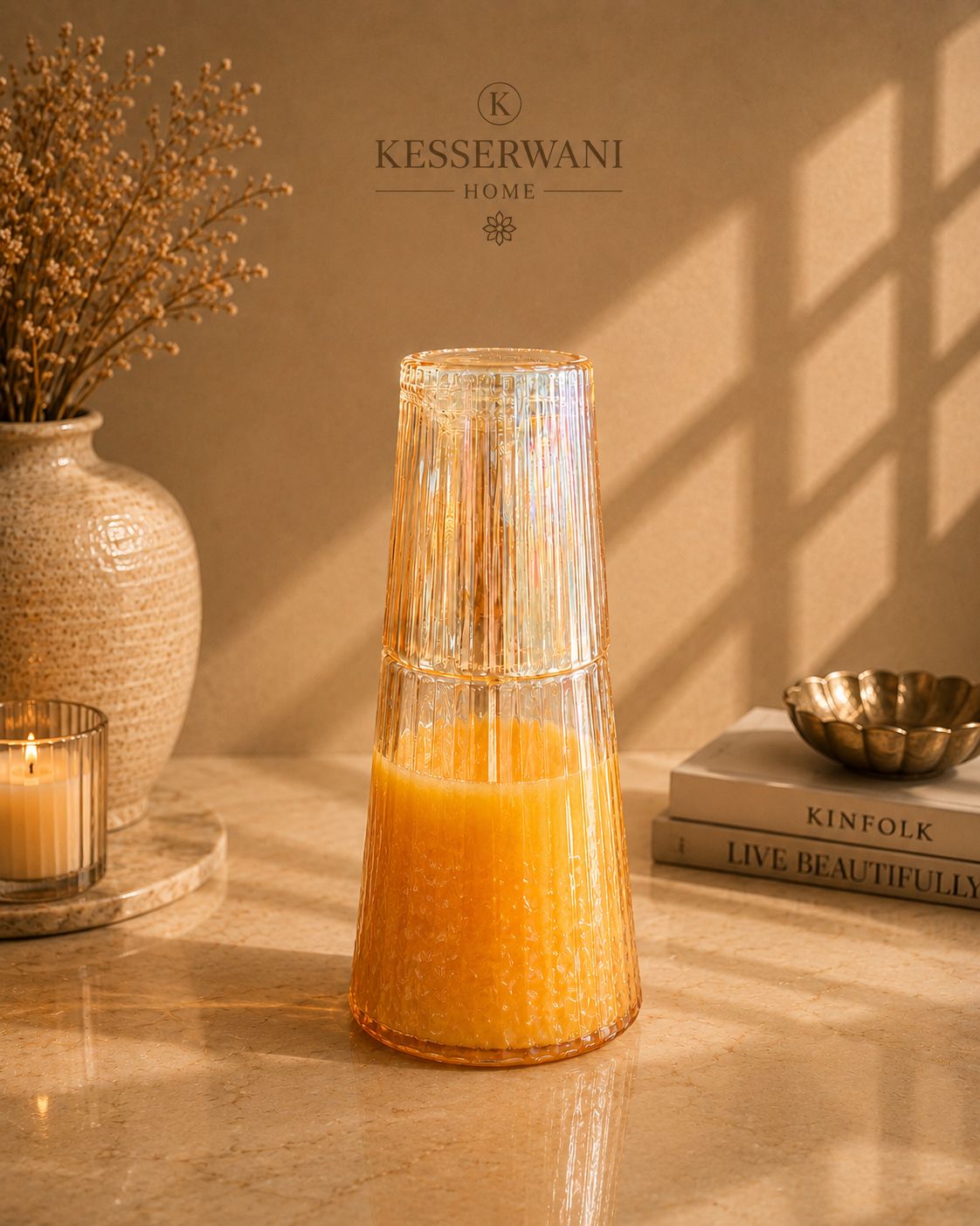 Textured Glass Juice Bottle – 1L