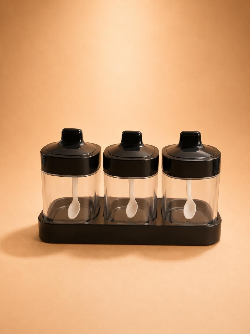 3-Piece Spice Jar Set with Tray