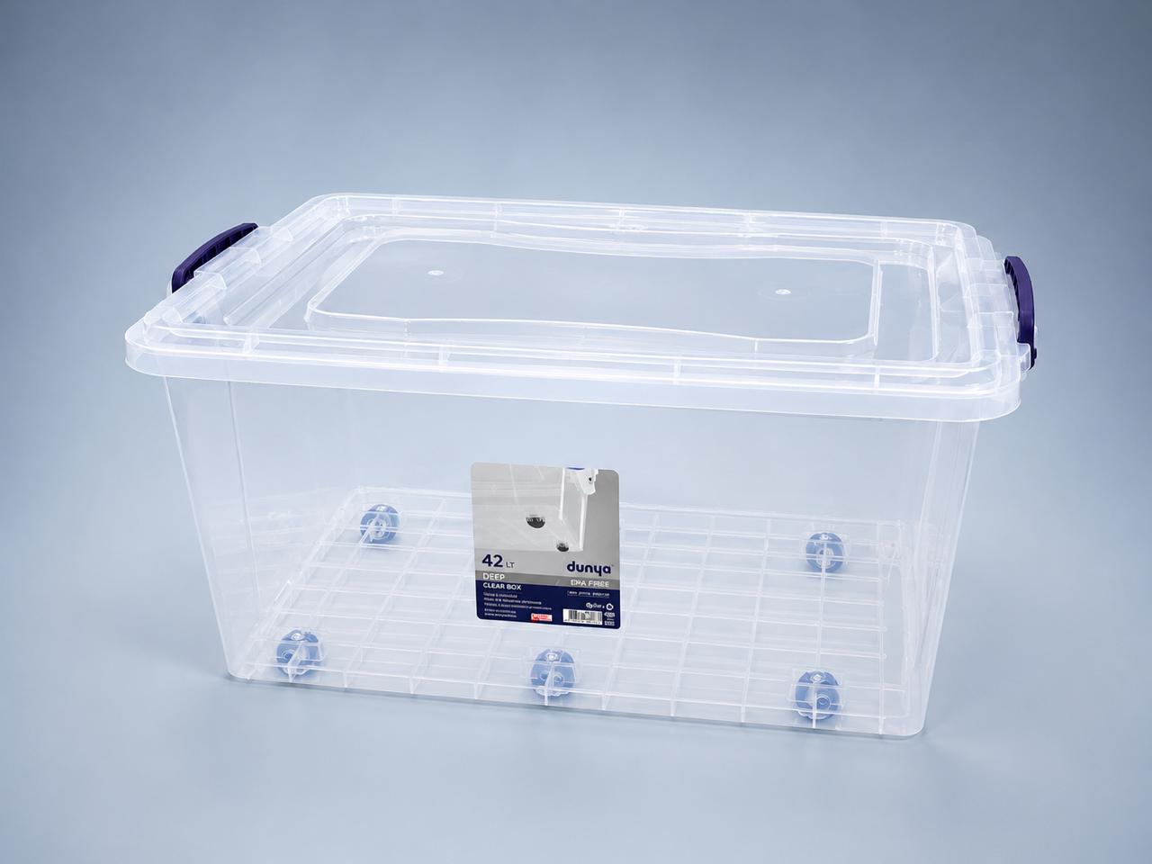 42L Clear Storage Box with Wheels