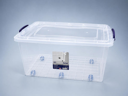 42L Clear Storage Box with Wheels