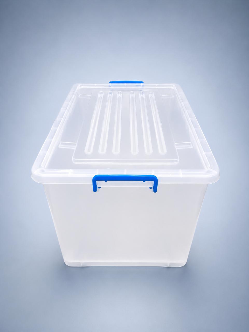 110L Clear Storage Box with Secure Clip Lid