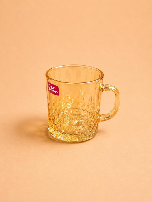 Amber Glass Mug Set – 225ml (6 Pieces)