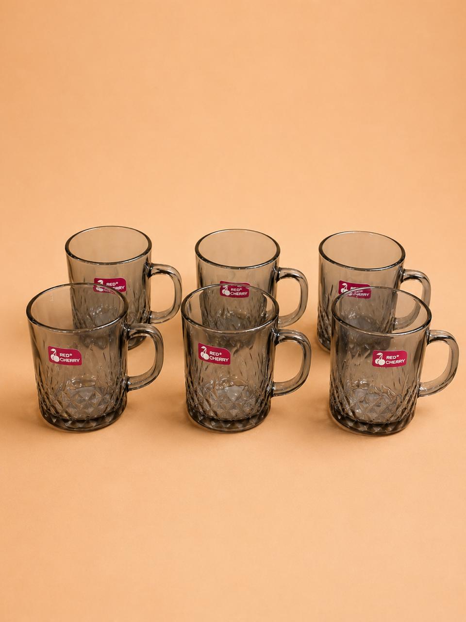 Black Glass Mug Set – 225ml (6pcs)