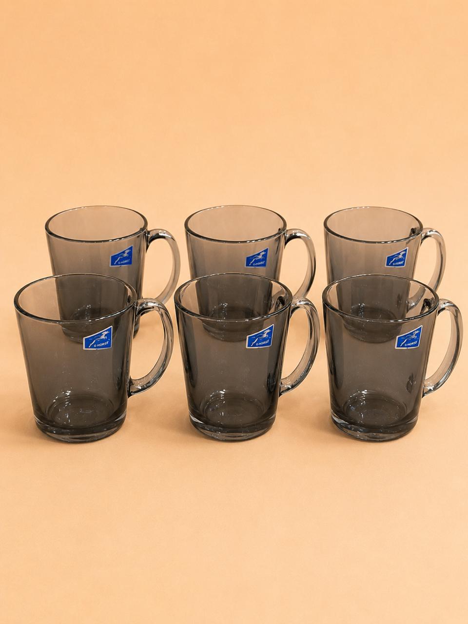 Black Glass Mug Set – 300ml (6pcs)