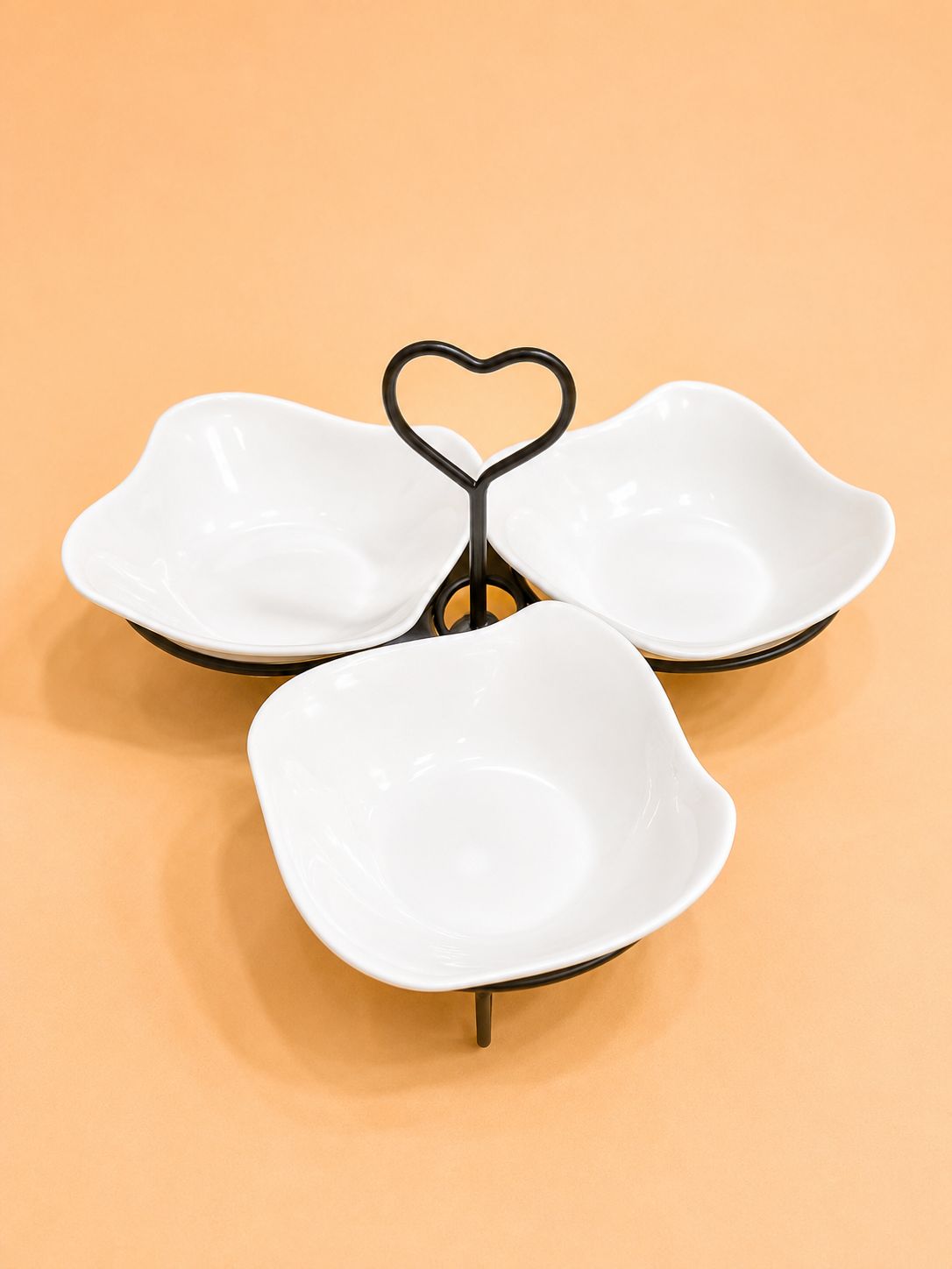 3-Piece Porcelain Serving Bowl Set with Stand