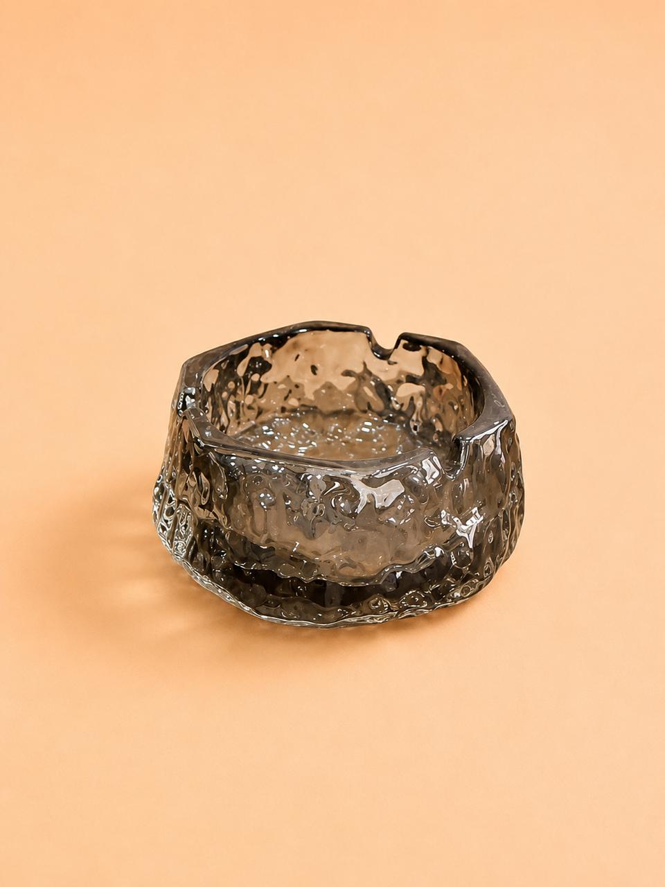 Black Crystal Glass Ashtray – 10 cm