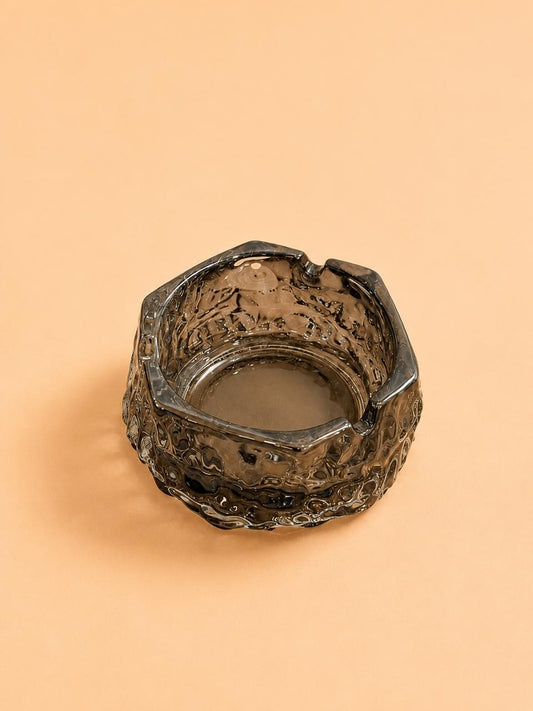 Black Crystal Glass Ashtray – 10 cm