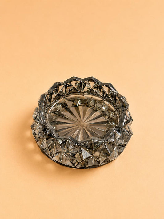Black Crystal Cut Glass Ashtray