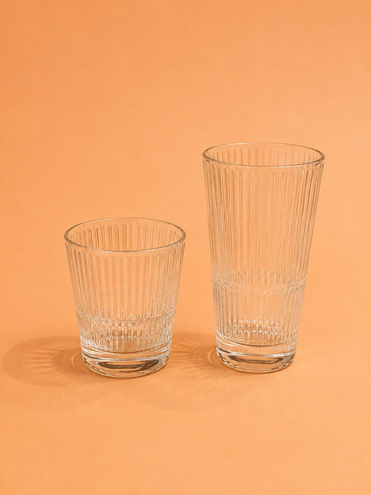 Ribbed Glass Tumbler 6pcs 280ml & 400ml