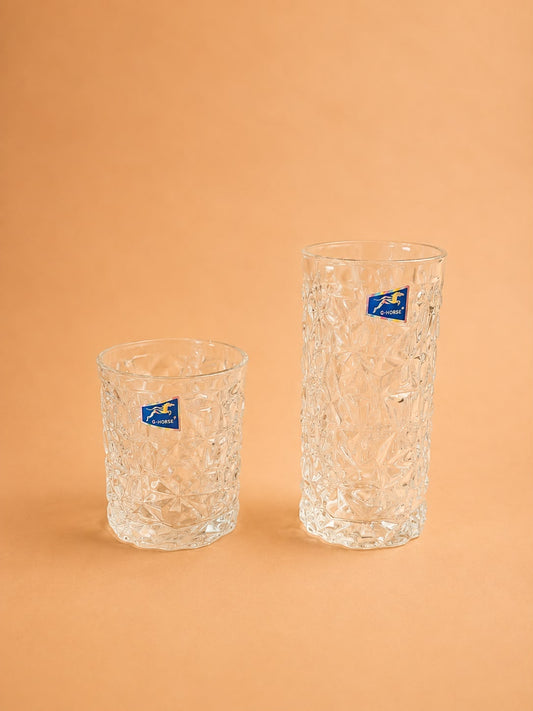 Textured Glass Cup 6pcs 270ml & 330ml