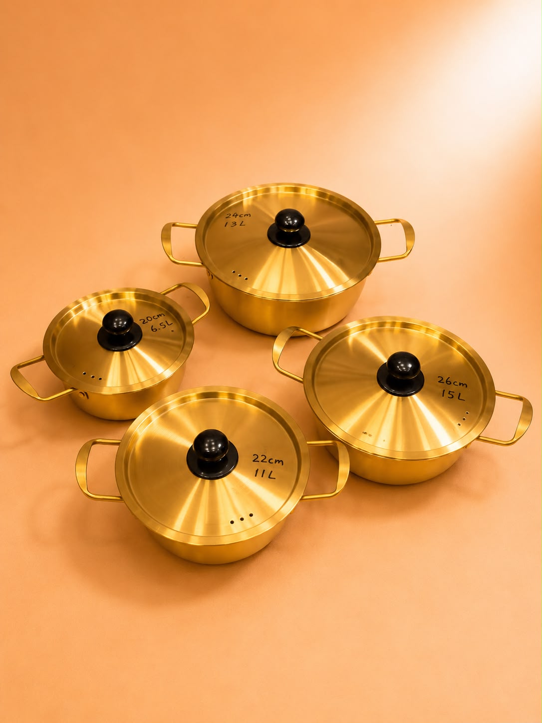 Gold Casserole Pot with Lids – 4 Sizes