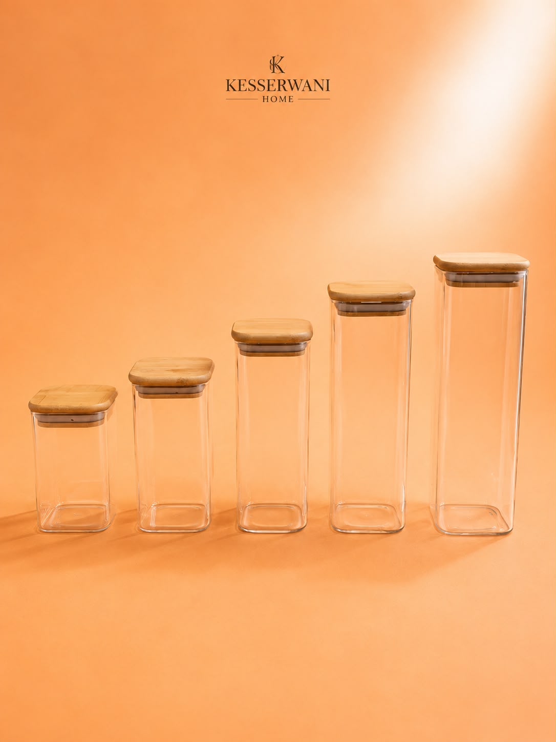 Square Glass Storage Container with Bamboo Lid 5 Sizes