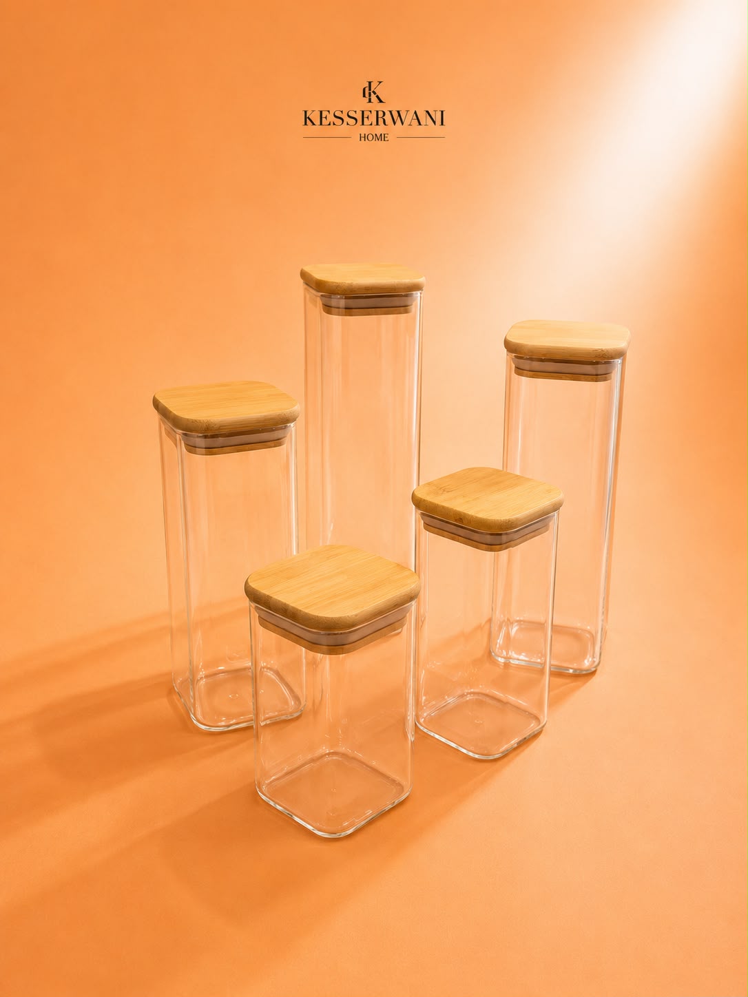 Square Glass Storage Container with Bamboo Lid 5 Sizes