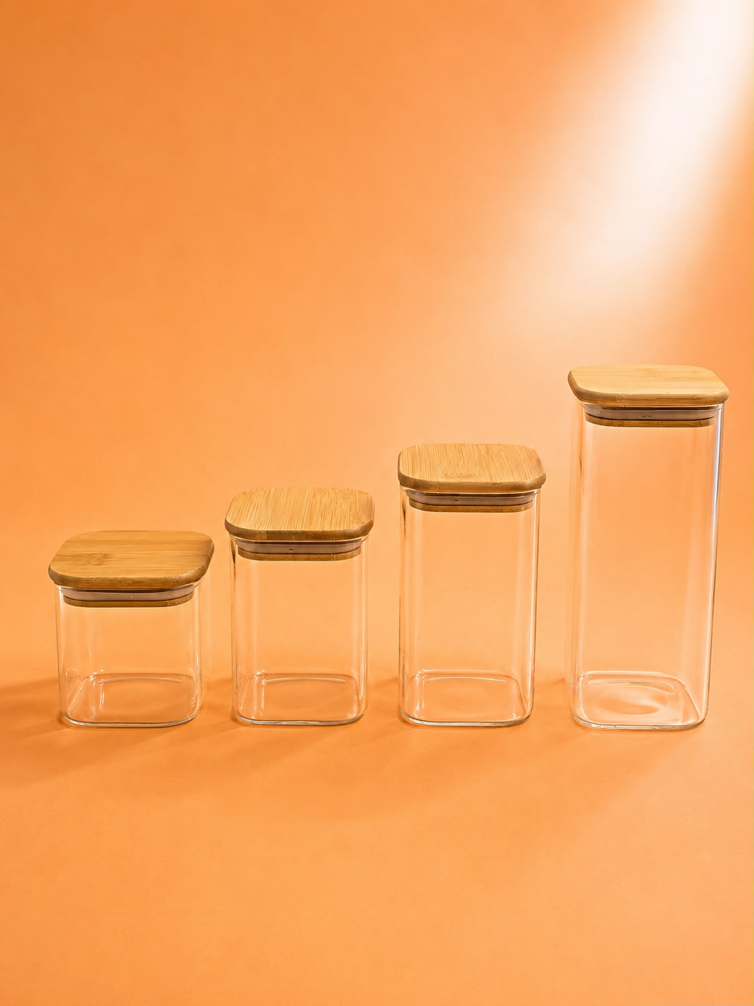 Square Glass Storage Container with Bamboo Lid 4 Sizes