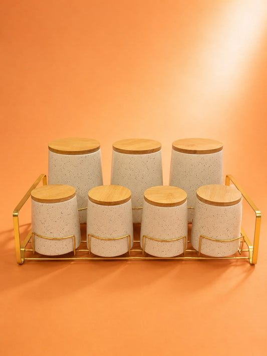 7-Piece Ceramic Storage Canister Set with Rack
