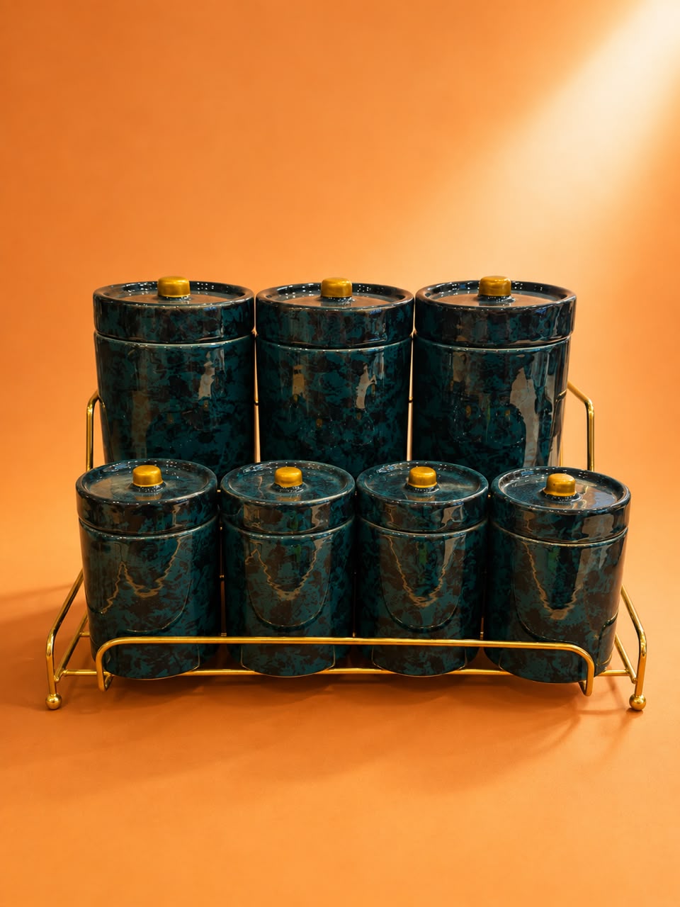 7-Piece Marble Ceramic Storage Canister Set with Rack