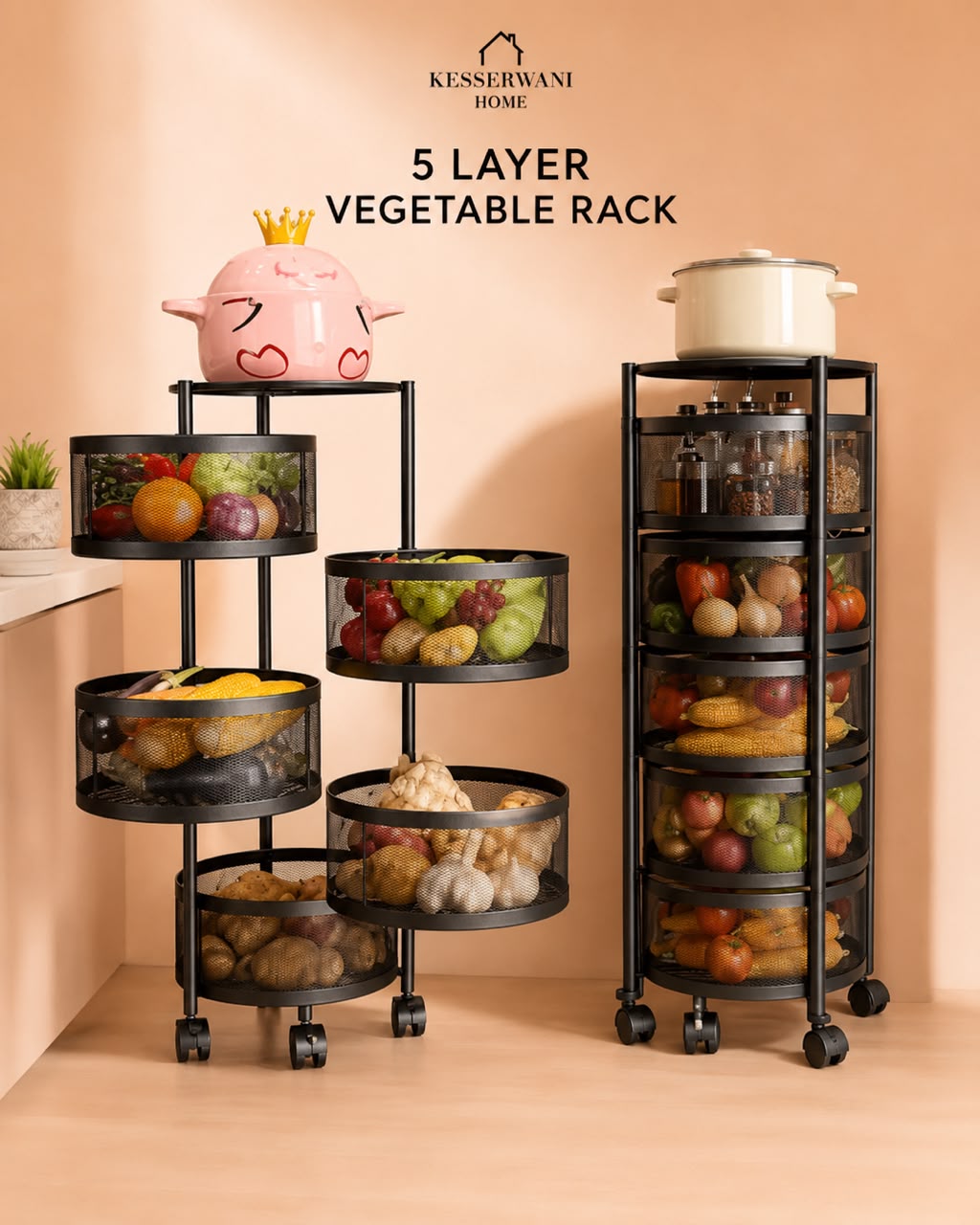 5 Layer Revolving Vegetable Rack