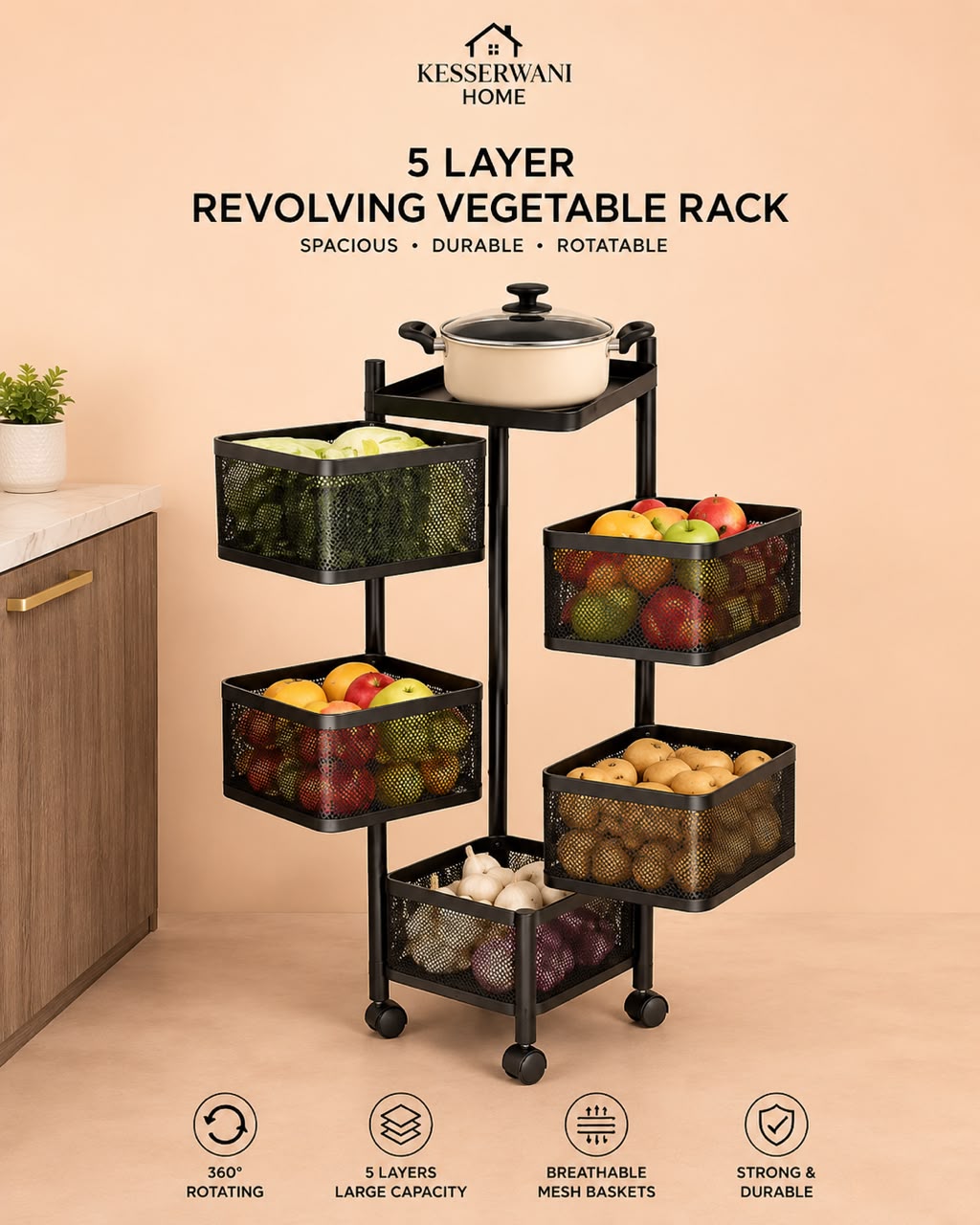 5 Layer Revolving Vegetable Rack