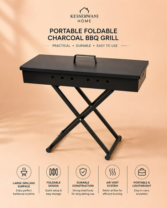 Portable Foldable Charcoal BBQ Grill 75x80cm