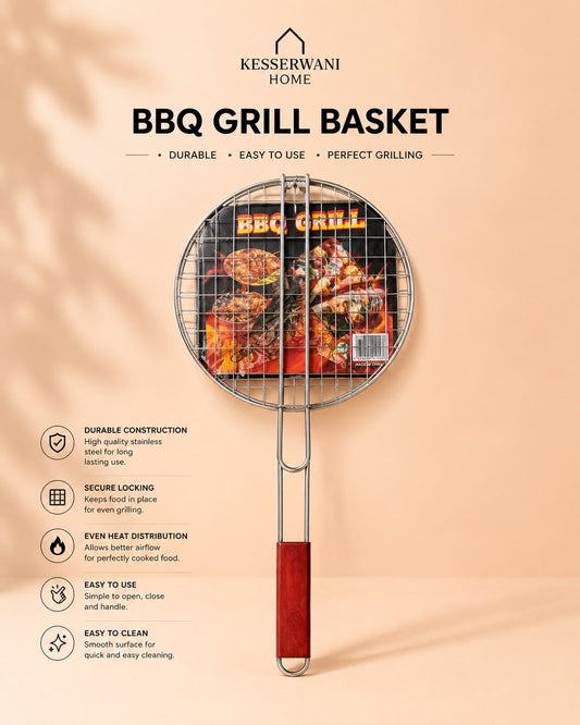 Round BBQ Grill Basket 25x25cm